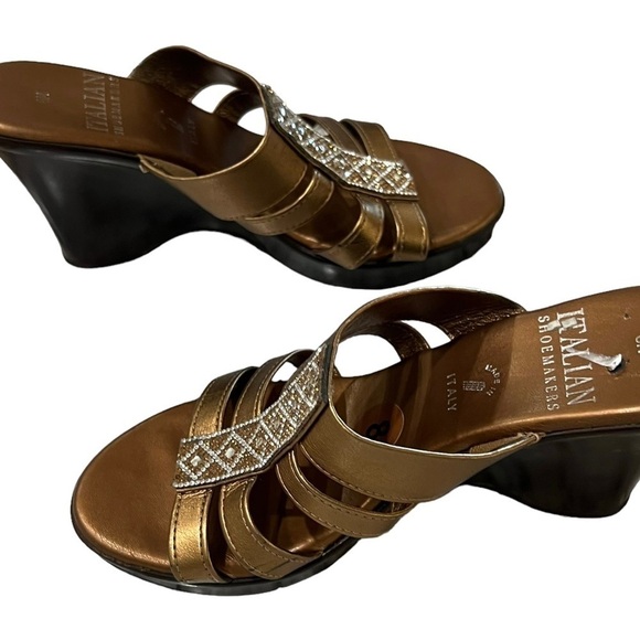 Italian Shoemakers Platform Bronze Embellished Wedge, size 8 - Picture 6 of 6